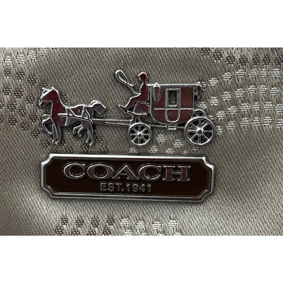 COACH Poppy Signature Glam Tote Women’s Bag Khaki Brown 19966 Retro Designer - Picture 4 of 14